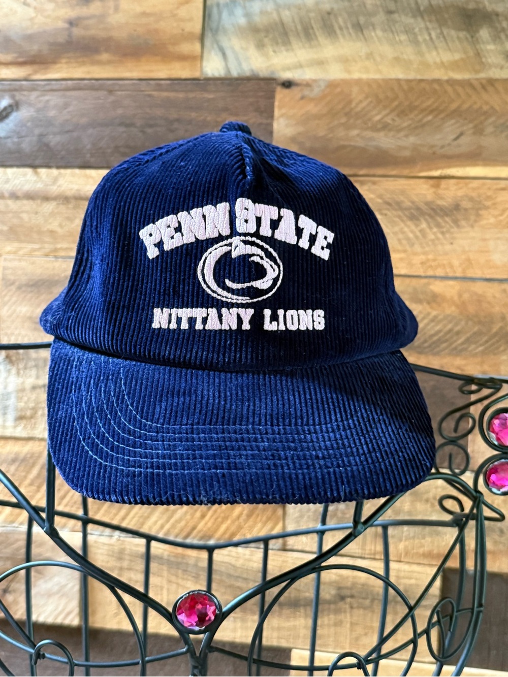 Vintage Sports Specialty P.State Nittany Lions Corduroy Snapback Navy Pink  Rare